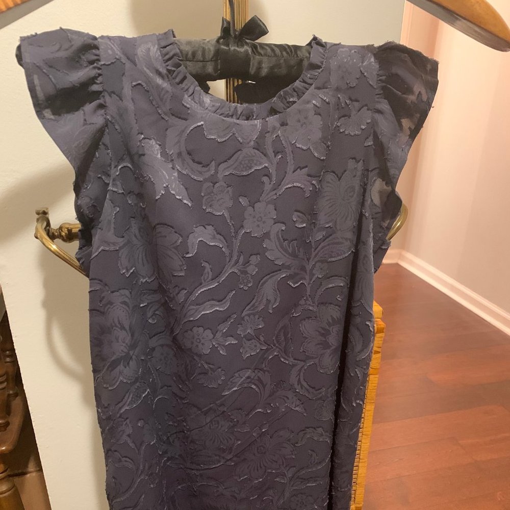 Flutter Sleeve Damask Pattern Shift Dress - image 1